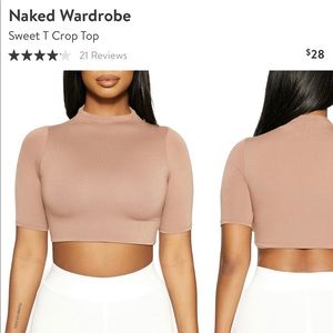Naked Wardrobe sweet t cropped shirt in coco size small